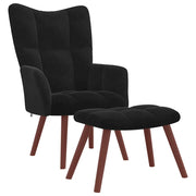 Poltrona Relax | Sedia Relax con Poggiapiedi Nero in Velluto