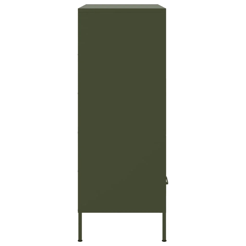 Buffet credenza cassettiera mobiletto mobile contenitore organizer cucina soggiorno salotto verde oliva 68 x 39 x 101,5 cm acciaio verde 02_0035648