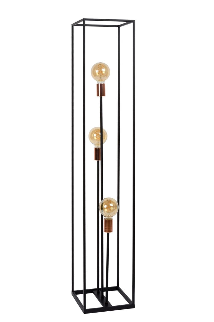 Lucide Arthur lampada da terra 3xE27 nero oro 140cm