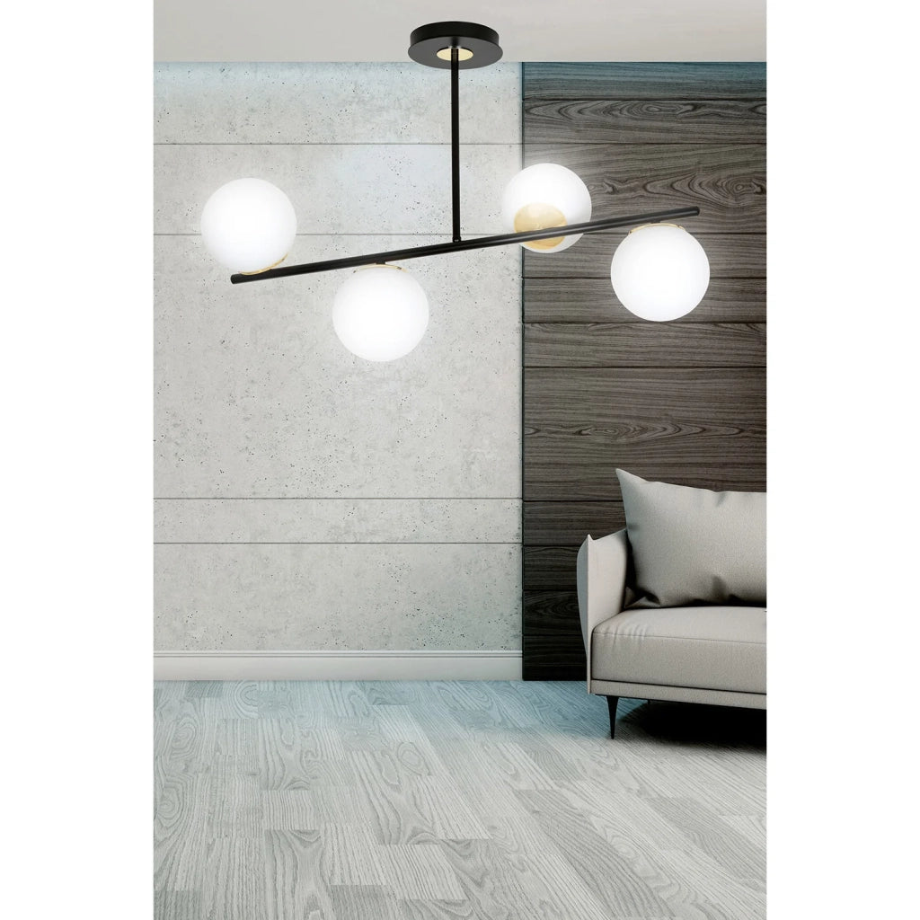 Plafoniera Contemporaneo Vishnu Acciaio Nero 6 Luci E14 Ip20