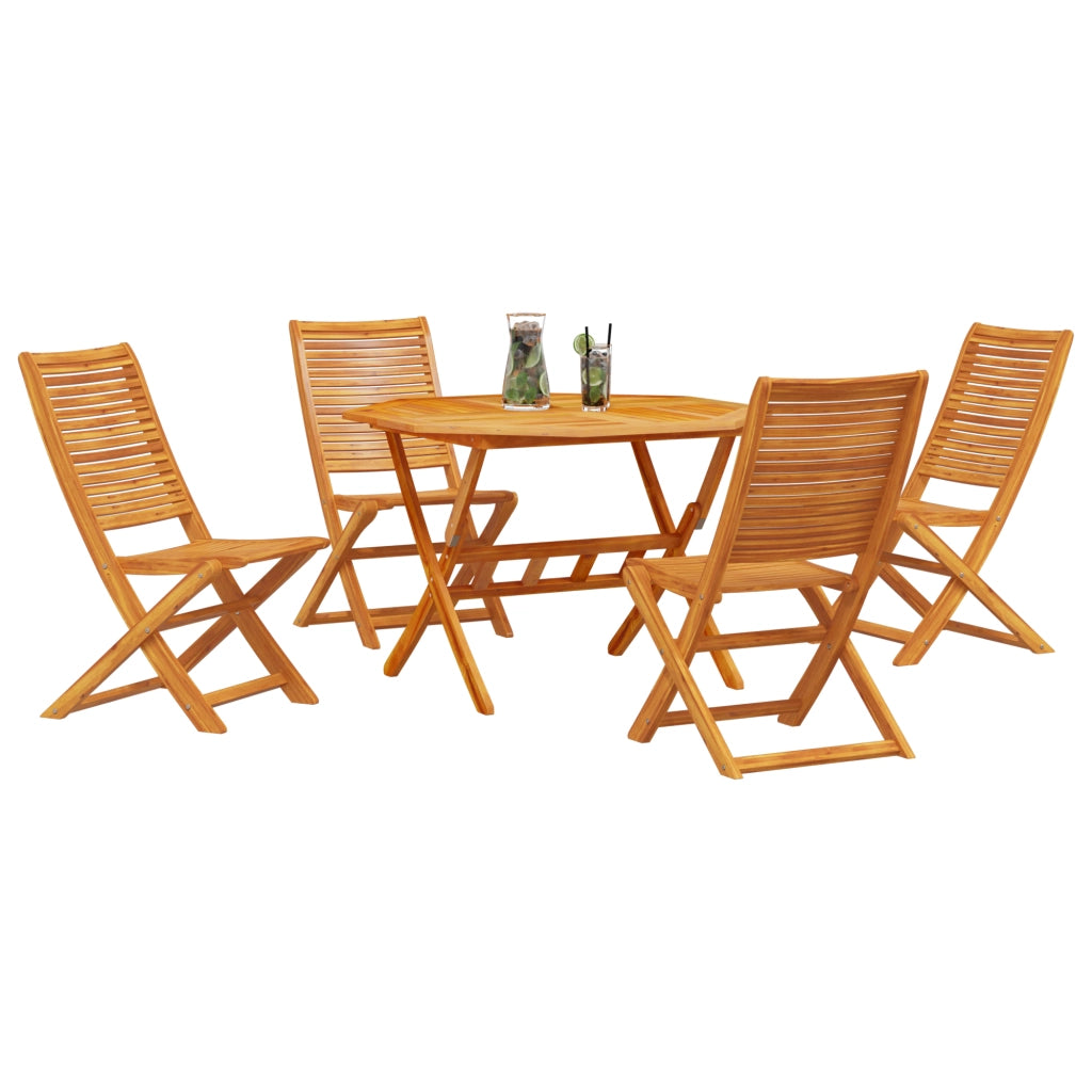 Set da pranzo da giardino 5 pezzi in legno massello di acacia