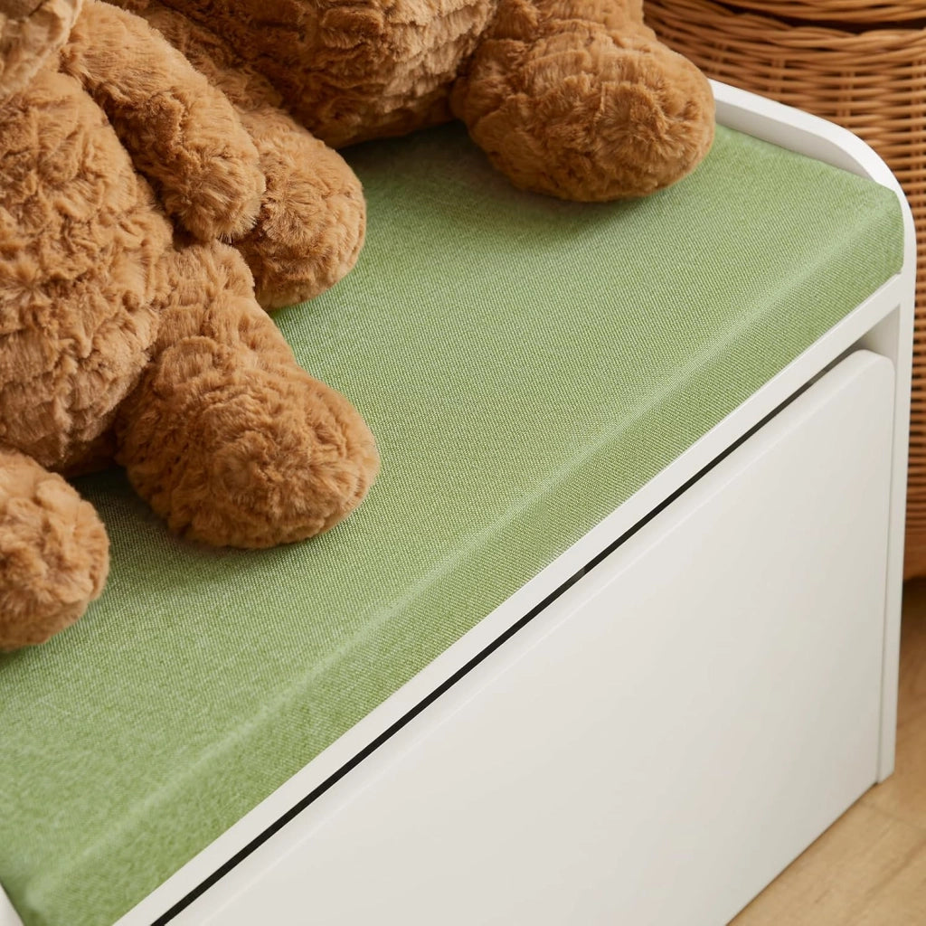 Cassapanca portagiochi per bambini Scatola portaoggetti Scarpiera con sedile Bianco 60x34x35cm KMB80-W