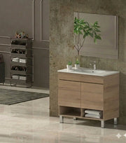 Mobile Bagno NEBARI com gambe Già Montato 2 portas, lavabo e specchio Estepa 80x40 cm