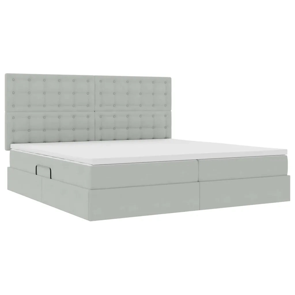 Letto con contenitore e materasso Grigio chiaro 200 x 200 cm