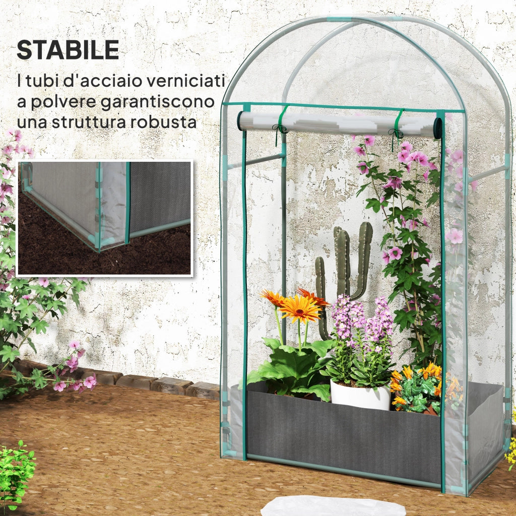 Serra da Parete per Piante con Ingresso Avvolgibile ¨C zephmum ¨C Acciaio e Plastica Trasparente 89x50x152 cm