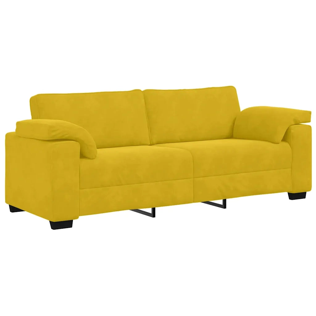 Divano a 3 Posti-Sofa 3 Posti Giallo 178 cm in Velluto