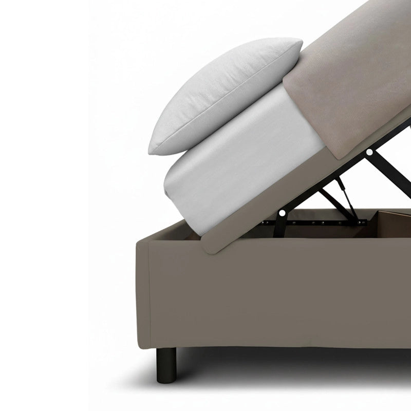 Letto imbottito Singolo 80x200 cm BoxMax - Similpelle,Cappuccino,Contenitore