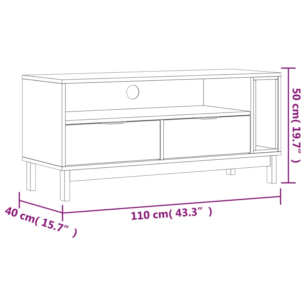 Mobile TV FLAM 110x40x50 cm in Legno Massello di Pino 357820