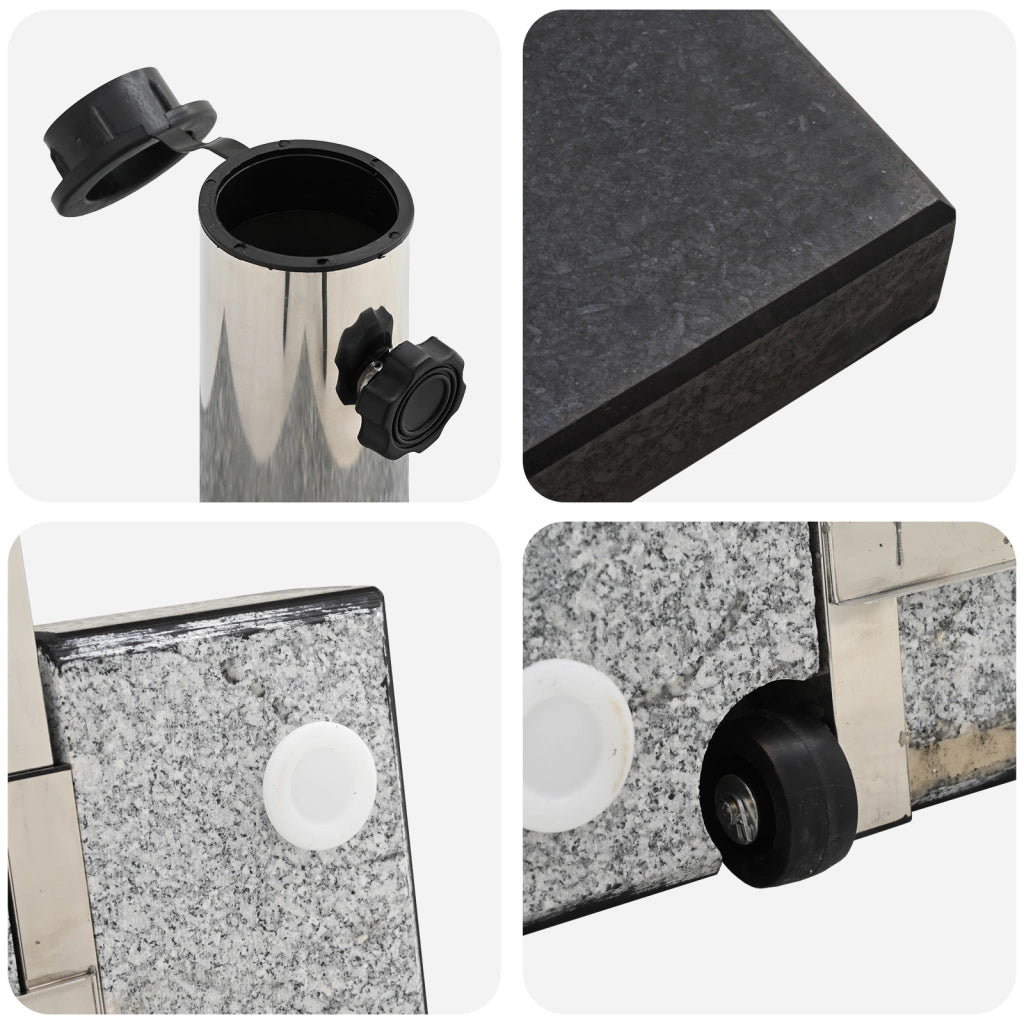 Base Ombrellone con Maniglia Granito Nero 29 kg Quadrata