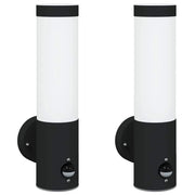 Set di 2 moderne applique da giardino impermeabili 12 x 8,5 x 29 cm acciaio inox nero 02_0056488