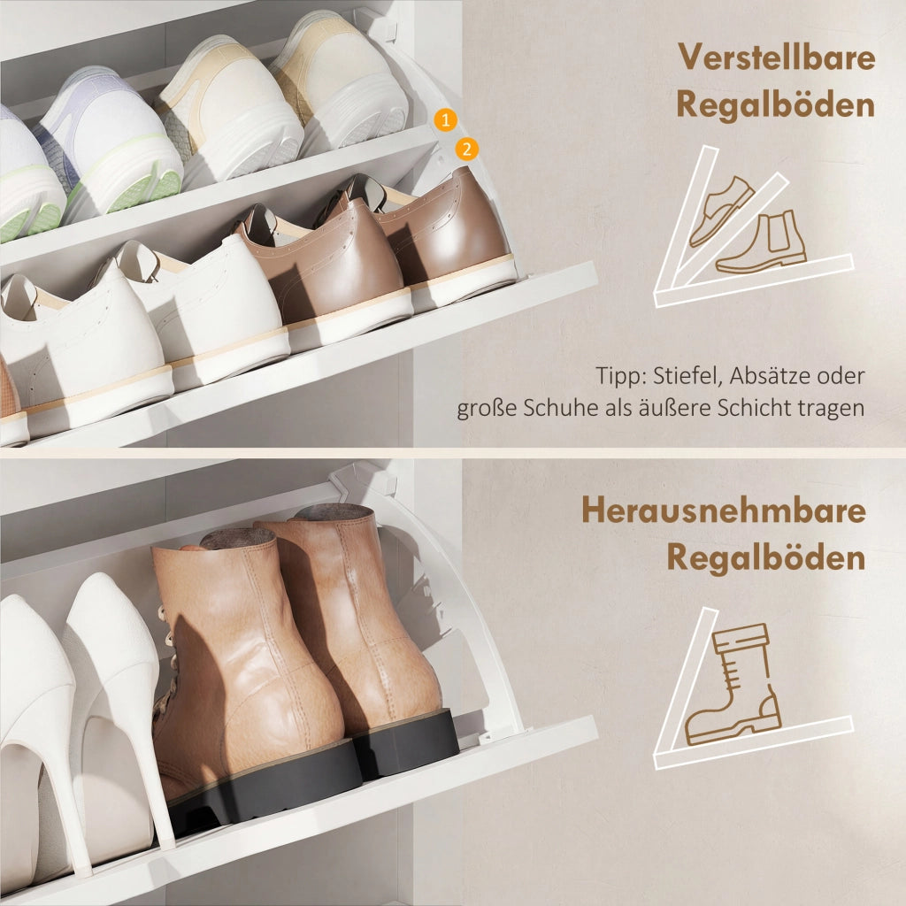 Armadio per scarpe con 3 ante ¨C zephmum ¨C bianco e marrone 72x26x112 cm