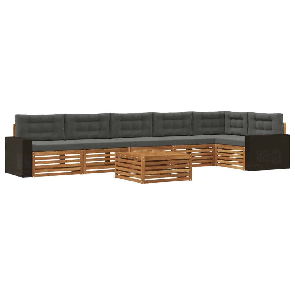 Set di divani da esterno 7 pz Naturale e Antracite Poliestere 3383455