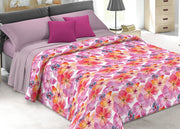 Quilt Trapuntino Piumino Estivo 100gr/mq Microfibra Summer Flower - Matrimoniale - D18 Fucsia