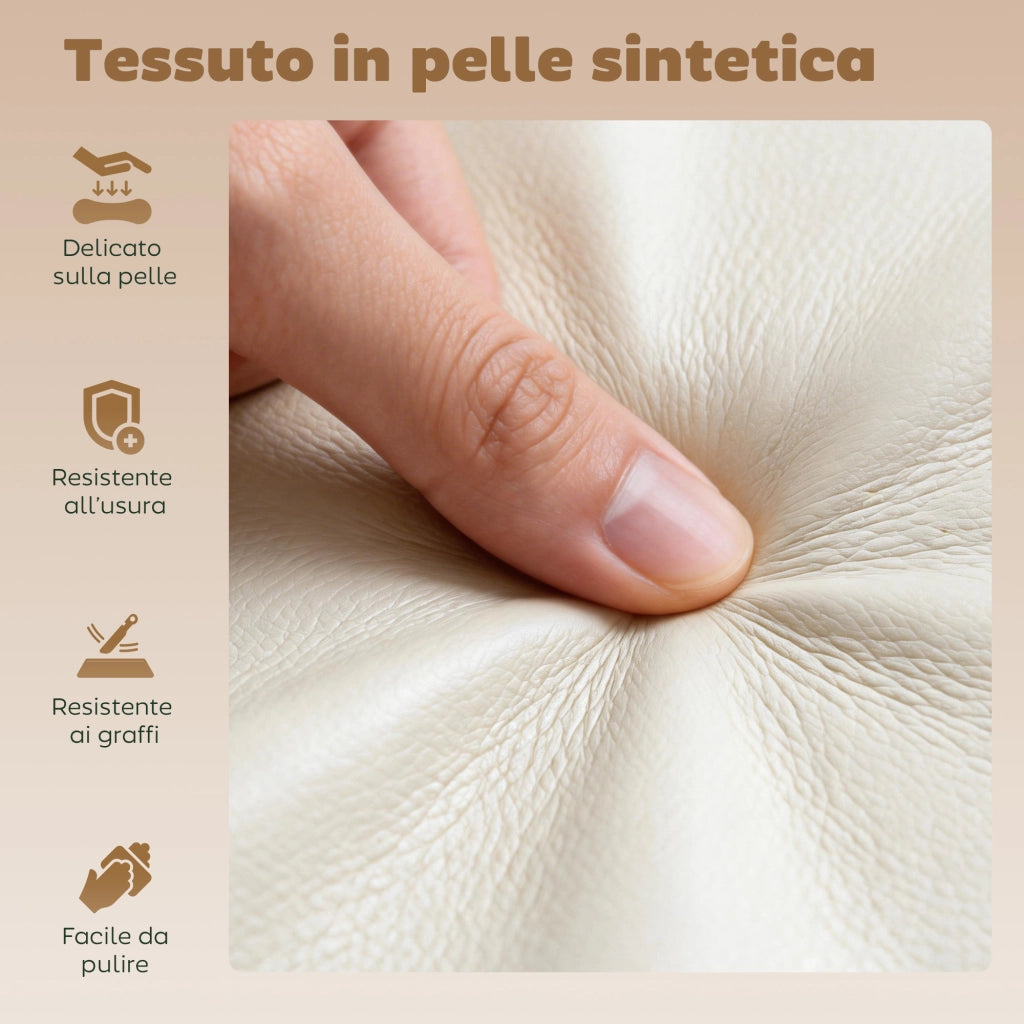 Sgabelli da Bar Regolabili ¨C zephmum ¨C Pelle Crema e Acciaio 39.5x44x88-110 cm