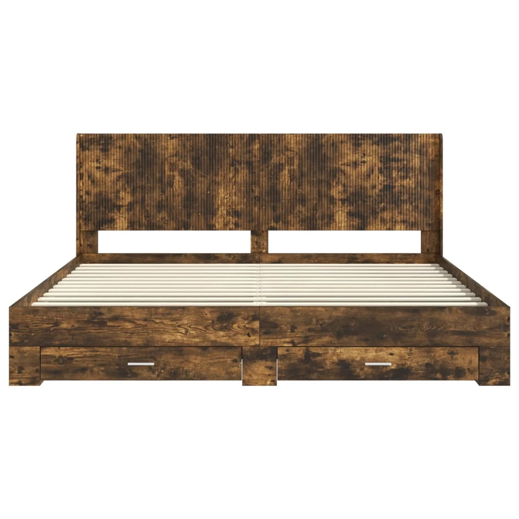 Struttura del letto con stoccaggio e testata Rovere Fumo 3414077