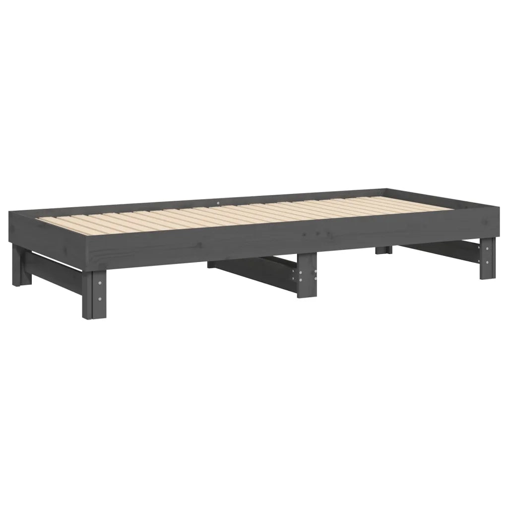 Letto da camera | Dormeuse Estraibile Grigia 2x(100x200)cm Legno Massello di Pino