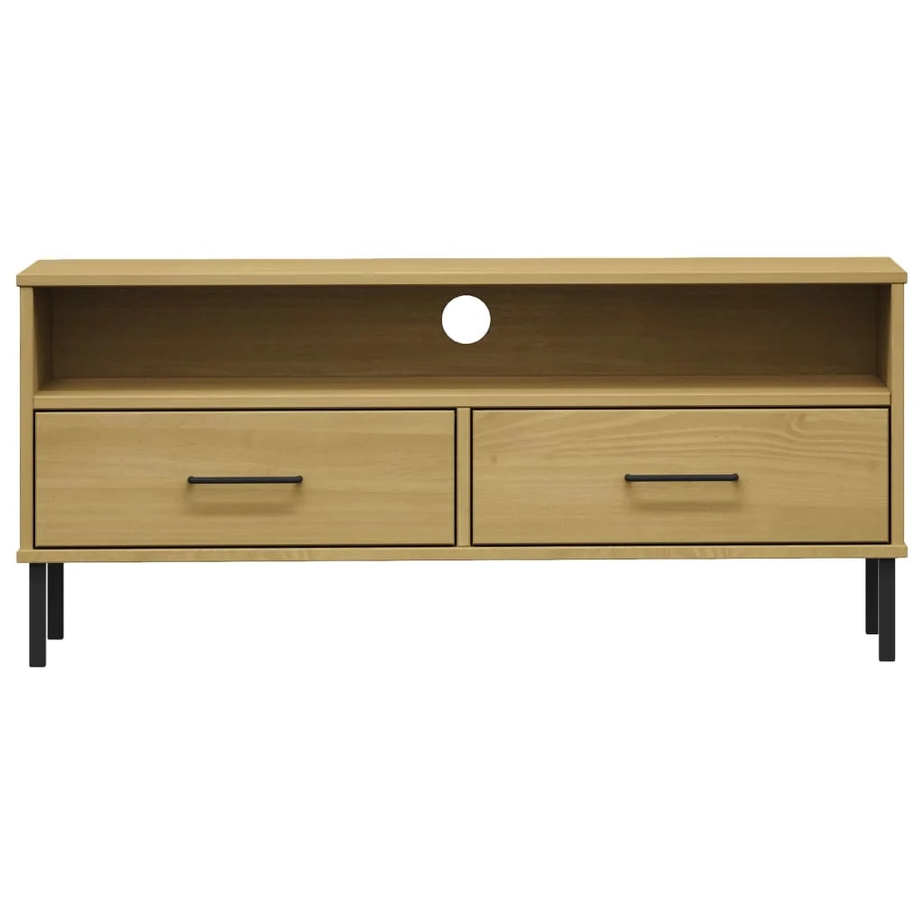 Mobile TV multimediale scaffale TV credenza mobile TV sala da pranzo soggiorno camera da letto con gambe in metallo legno massello di pino marrone 02_0026870
