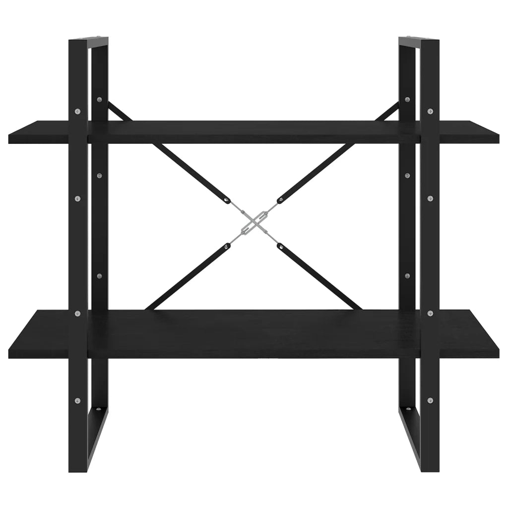 Libreria a 2 Ripiani Nera 80x30x70 cm in Massello di Pino cod mxl 22617