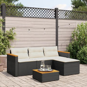 Set Divani da Giardino 3 pz con Cuscini in Polyrattan Nero 365826