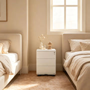 Cassettiera con ruote con 3 cassetti, serratura centrale e 4 rotelle, per ufficio e studio, bianco, 52,4 × 54 × 39 cm