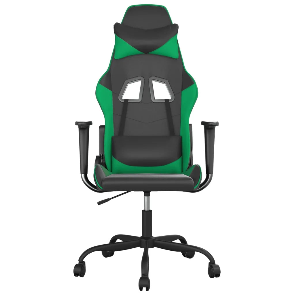Sedia da Gaming | Sedia da e-sports Massaggiante Nero e Verde in Similpelle