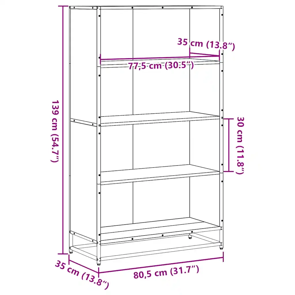 Libreria Rovere Marrone 80,5x35x139 cm in Truciolato 3300849