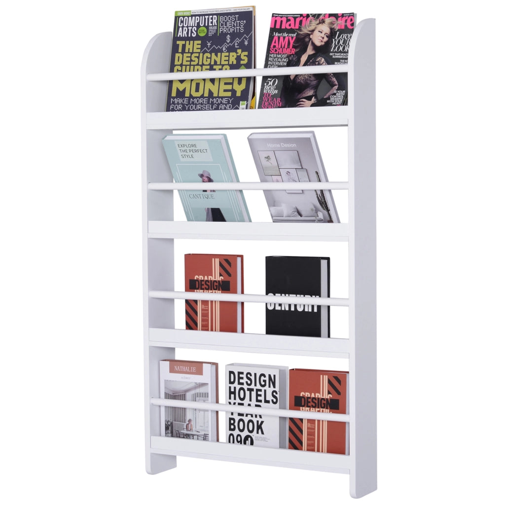 Libreria a Parete per Bambini con 4 Ripiani ¨C Zephmum ¨C Bianco 59x12x113cm