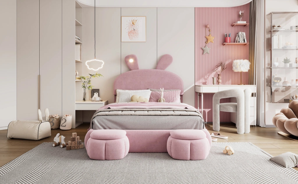 letto imbottito velluto rosa 140x200 cm