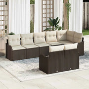 Set Divano da Giardino 8 pcs Marrone e bianco Poly Rattan 3354417