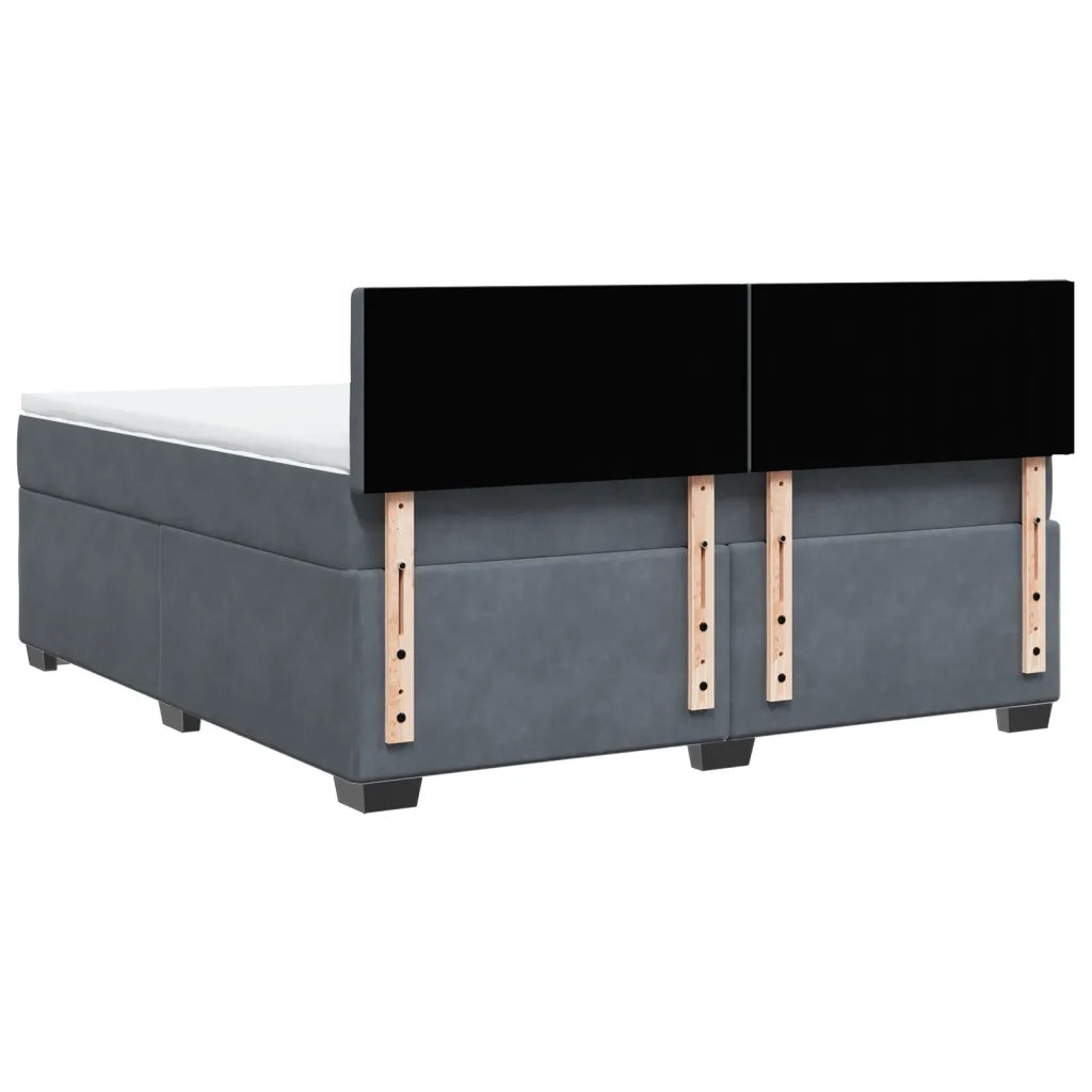 Giroletto a Molle con Materasso Grigio Scuro 180x200 cm Velluto
