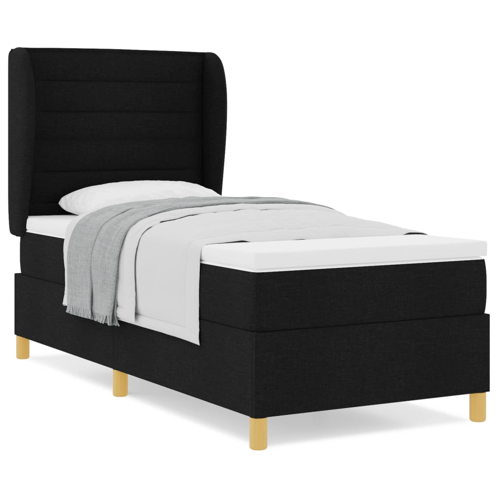 Letto Box Spring con Materasso Nero 80x200 cm Tessuto