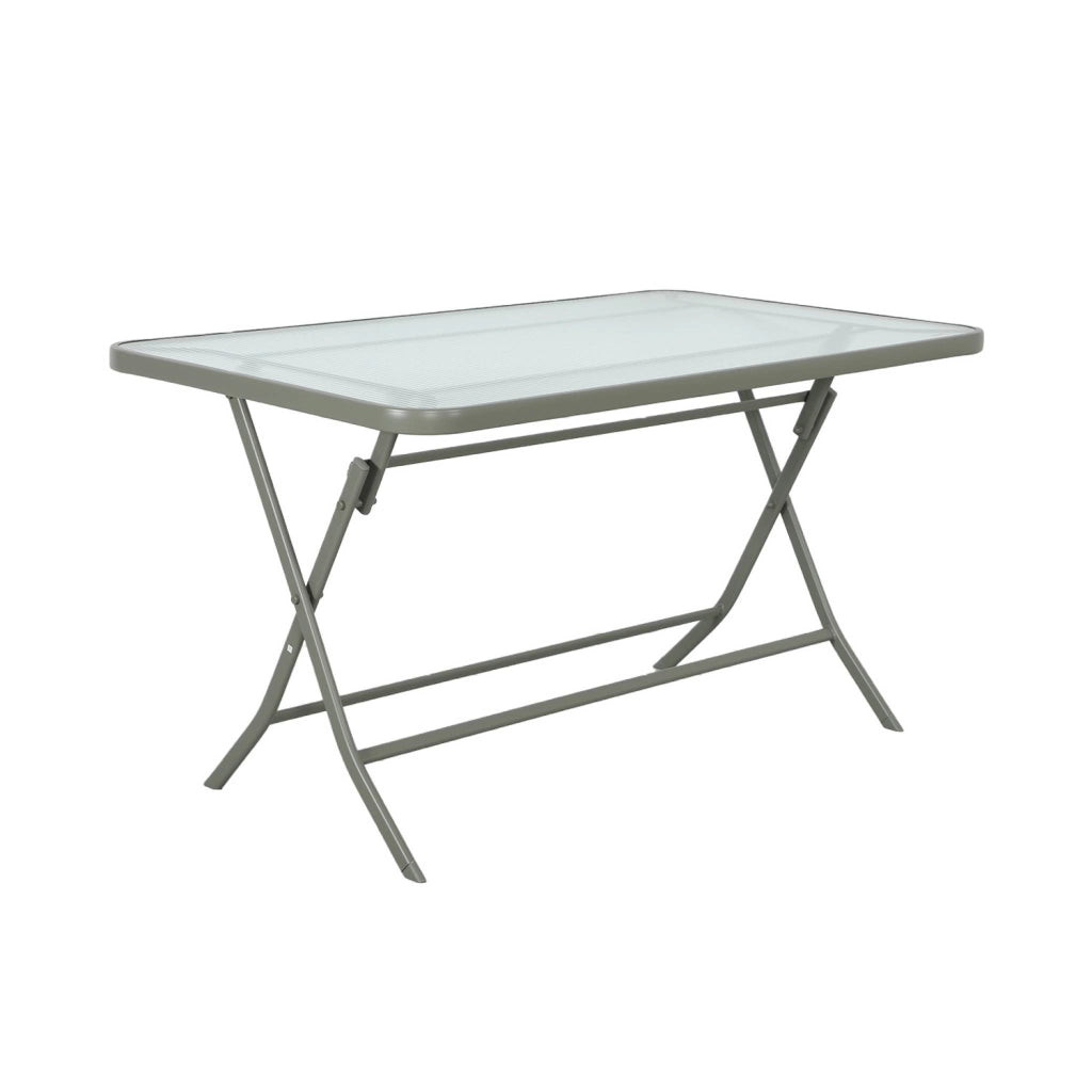 Set tavolo da giardino pieghevole in acciaio con 4 sedie, verde kaki