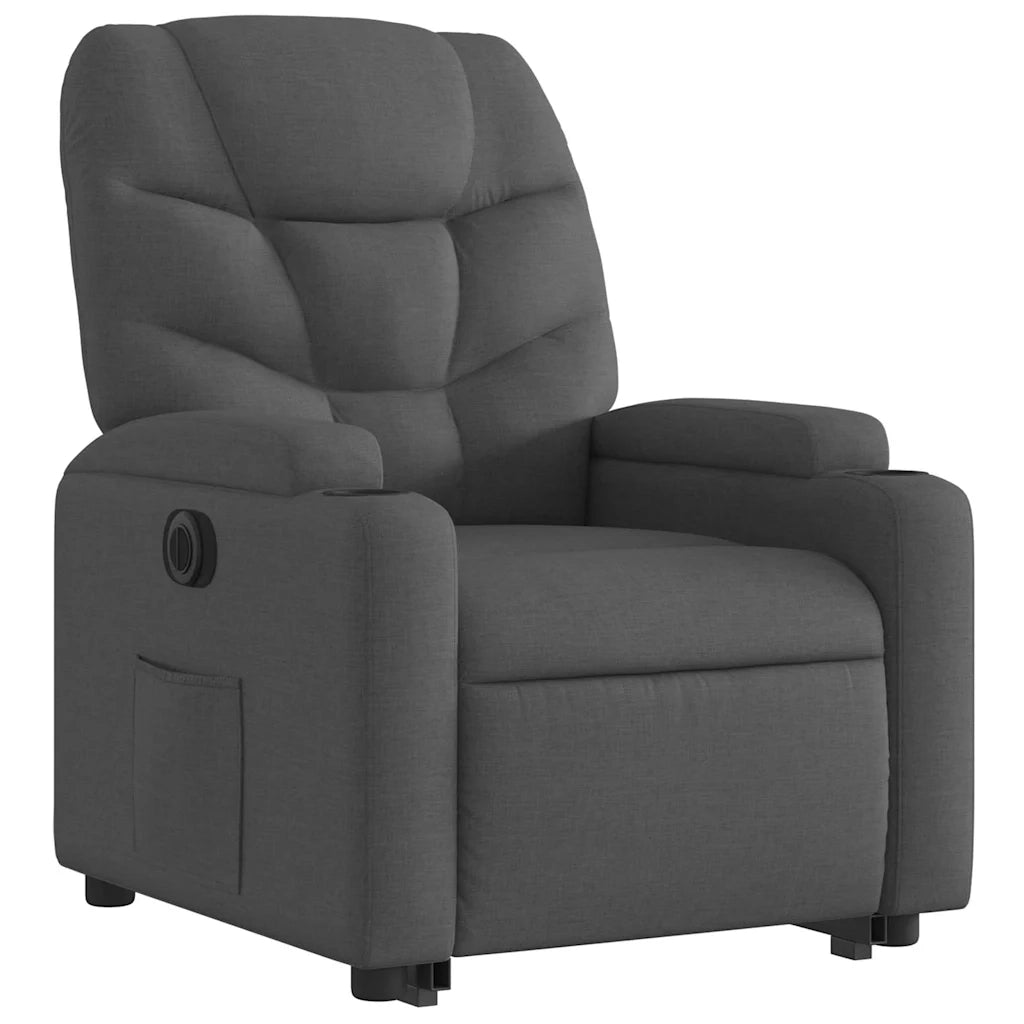 Poltrona Alzapersona Reclinabile Elettrica Grigio Scuro Tessuto 3204621
