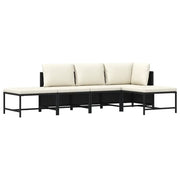 Set Divani da Giardino 5 pz con Cuscini in Polyrattan Nero cod mxl 70683