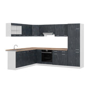 Cucina angolare completa R-Line Calce nera/Bianco 287 x 227 cm PL Rovere Vicco