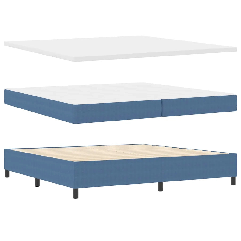 Letto a molle Blu e Bianco 200 x 200 cm Tessuto in Cords 3337485