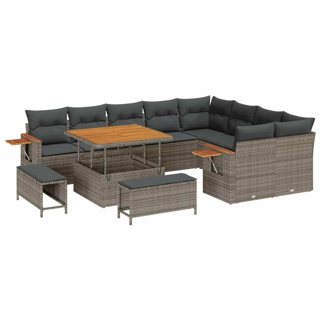 Set Divano da Giardino 12 pcs Grigio polyrattan
