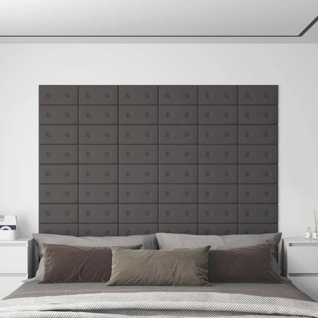 Testiera da Parete 12 pcs Grigio 30 x 15 cm Pelle Sintetica 42046509