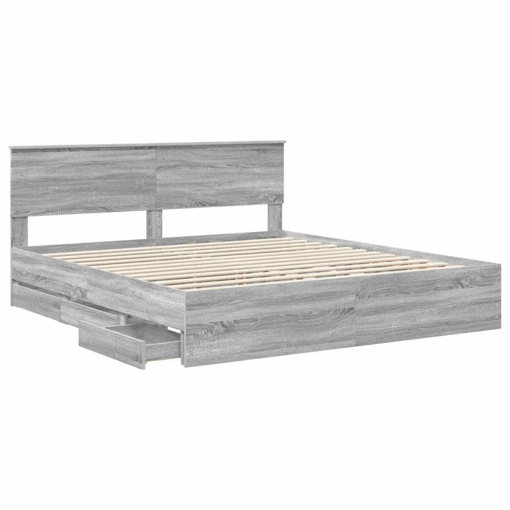 Struttura del letto con cassetto Grigio Sonoma 200 x 200 cm 3407954