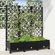 Vaso da giardino con grigliato e ruote Nero 120 x 40 x 131,5 cm 3423052