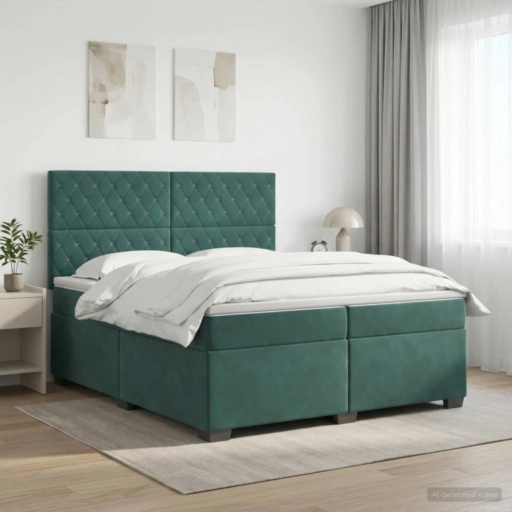 Letto box spring con materasso Verde Scuro 200 x 200 cm Velluto 3455171