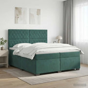 Letto box spring con materasso Verde Scuro 200 x 200 cm Velluto 3455171