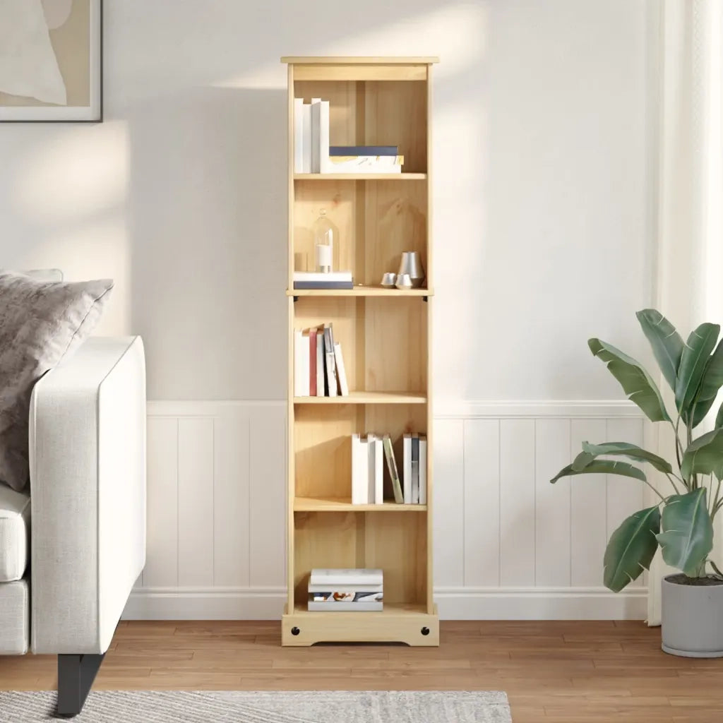 Libreria-Scaffale per Libri-Mobile di Stoccaggio Corona 46x20x170 cm in Legno Massello di Pino