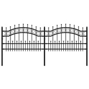 Recinzione da Giardino | Recinzione da cortile KAMPEN con Punta a Lancia Nera 240x75 cm in Acciaio