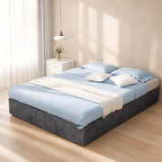 Letto matrimoniale 140x200 cm in tessuto e metallo grigio