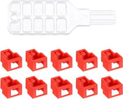 Blocco Porta Plus - Blocco Porta RJ45 con Chiave Colorata, Rosso, Set da 10