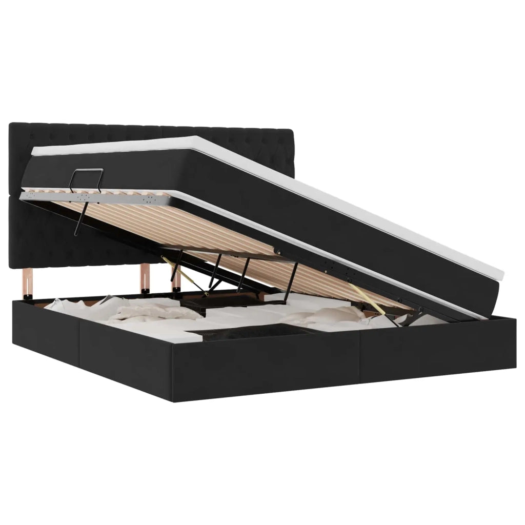 Letto con contenitore e LED con led Nero 180 x 200 cm Velluto 3372743