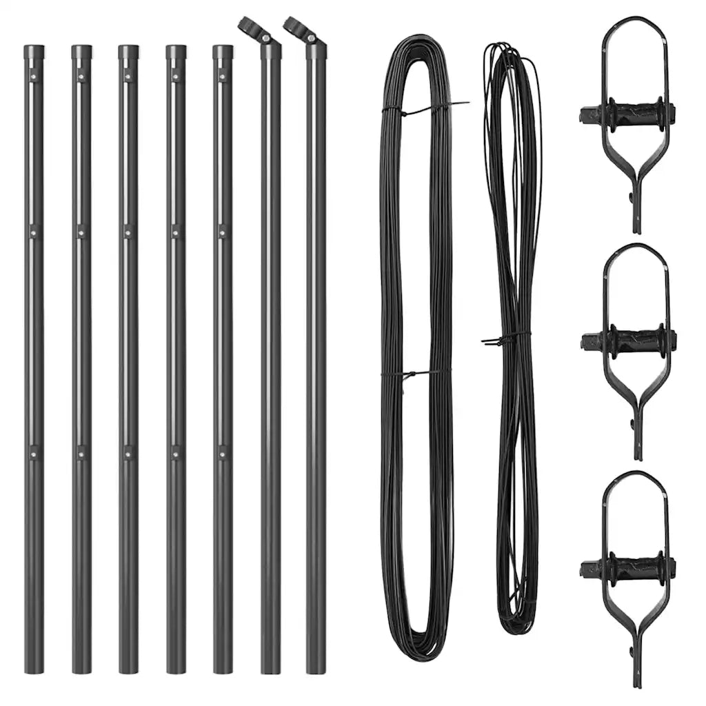 Palo della recinzione 7 pcs Grigio Acciaio 42004206
