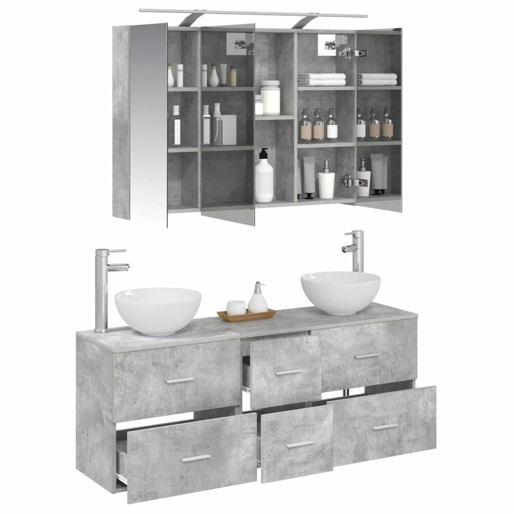Set di mobili per il bagno 4 pcs Grigio Cemento 3406698