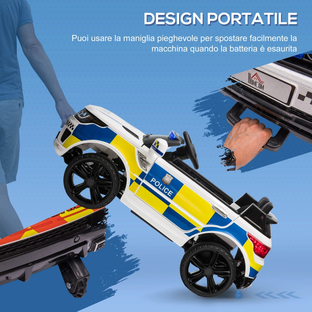 Auto Bambini Polizia Elettrica ¨C Zephmum ¨C Bianco 110x68x52cm